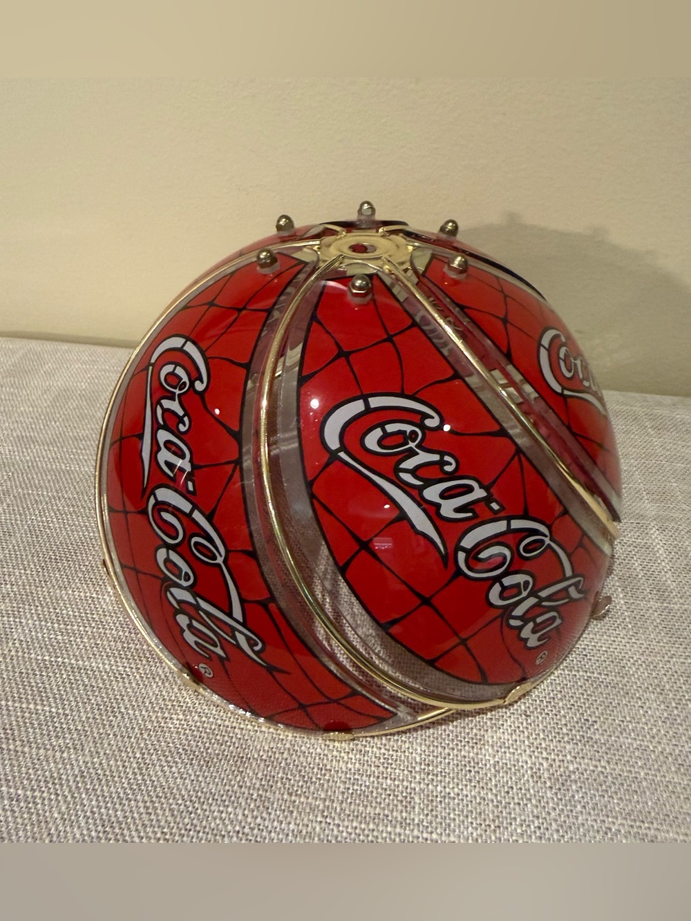 Vintage Coca-Cola Red Spider Web Glass Globe Light Fixture Shade